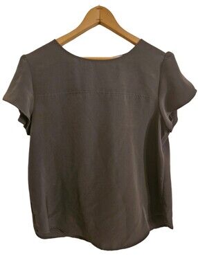 LOFT Flutter Sleeve Top Charcoal Sz M